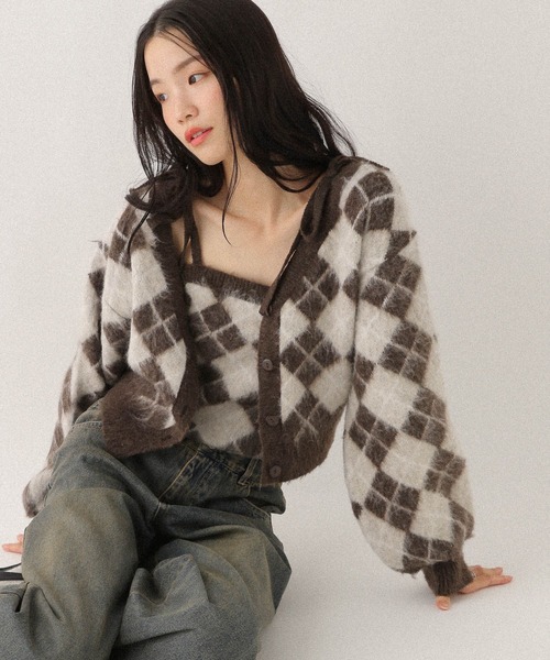 Heather（ヘザー）の「シャギーアーガイルニット2P　612874（アンサンブル・レディース・ブラウン/グレー/アイボリー・FREE）」の15枚目の写真