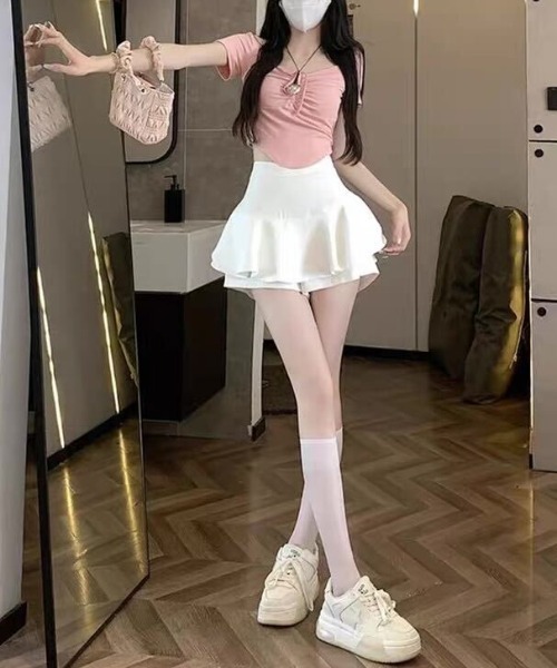 Ada.(エイダ)の「【Mellfy】フリルキュロット(スカート・レディース・ベージュ/ブラック/オフホワイト・S/M)」の7枚目の写真