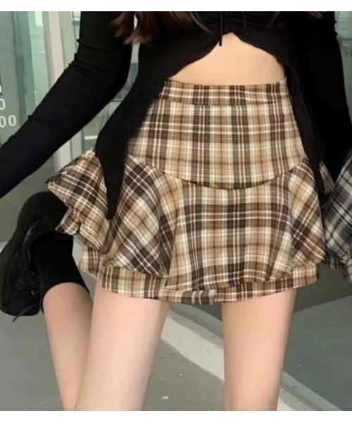 Ada.(エイダ)の「【Mellfy】フリルキュロット(スカート・レディース・ベージュ/ブラック/オフホワイト・S/M)」の4枚目の写真