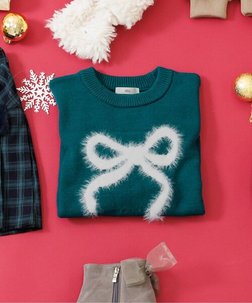 algy（アルジー）の「シャギーりぼんニット（ニット/セーター・キッズ・サックスブルー/オフホワイト/グリーン・XX-SMALL/X-SMALL/MEDIUM/SMALL）」の3枚目の写真