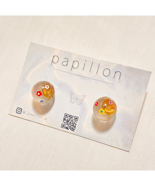 tone（トーン）の「【papillon】お花柄クリアピアス(MA)（ピアス（両耳用）・レディース・クリア・FREE）」の3枚目の写真