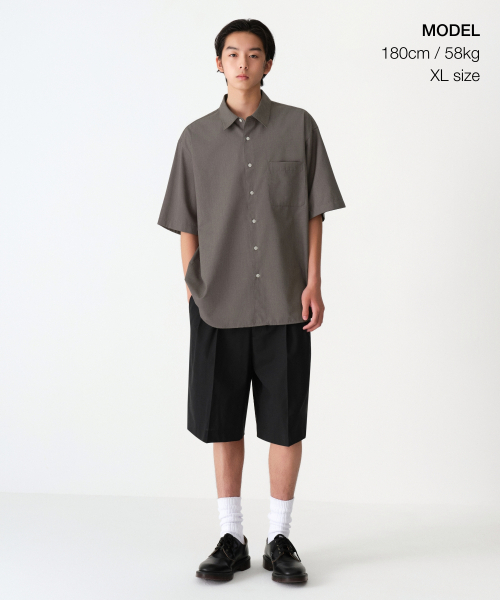 MUSINSA STANDARD（ムシンサスタンダード）の「リラックスドウールライク半袖シャツ[トープ]（シャツ/ブラウス・メンズ・その他・MEDIUM/LARGE/X-LARGE/XX-LARGE/SMALL）」の2枚目の写真