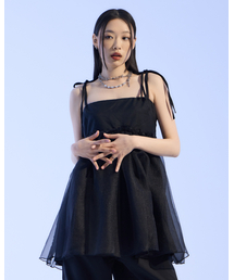 MOAA（モア）の「Tie Strap Tulle Dress (BLACK)（ワンピース）」