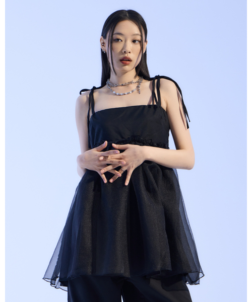 MOAA(モア)の「タイストラップチュールドレス(ブラック)(ワンピース・レディース・その他・SMALL/MEDIUM)」の1枚目の写真