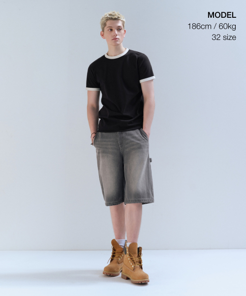 MUSINSA STANDARD（ムシンサスタンダード）の「ビッグブラシカーペンターバミューダデニムパンツ[グレー]（デニムパンツ・メンズ・その他・36/34/32/30/31/33/40/38/42/26/27/28/29）」の2枚目の写真