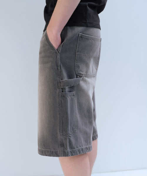 MUSINSA STANDARD（ムシンサスタンダード）の「ビッグブラシカーペンターバミューダデニムパンツ[グレー]（デニムパンツ・メンズ・その他・36/34/32/30/31/33/40/38/42/26/27/28/29）」の5枚目の写真