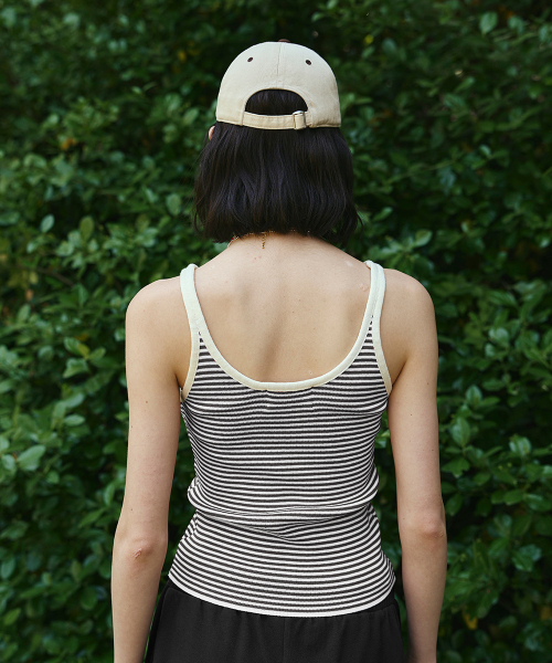 THE GREEN LAB（ザグリーンラボ）の「ストライプクロップニットスリーブレスナシトップ[ホワイト]（Tシャツ/カットソー・レディース・その他・FREE）」の3枚目の写真