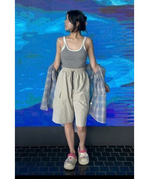 THE GREEN LAB（ザグリーンラボ）の「ストライプクロップニットスリーブレスナシトップ[ホワイト]（Tシャツ/カットソー・レディース・その他・FREE）」の10枚目の写真