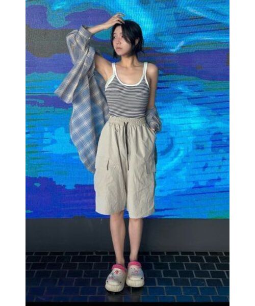 THE GREEN LAB（ザグリーンラボ）の「ストライプクロップニットスリーブレスナシトップ[ホワイト]（Tシャツ/カットソー・レディース・その他・FREE）」の12枚目の写真