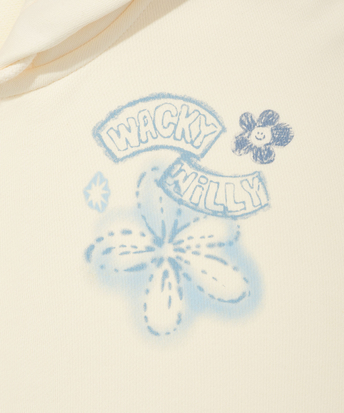 Wacky WiLLy(ワッキーウィリー)の「ウィメンズフラワーグラフィックフードジップアップクリーム(パーカー・レディース・その他・FREE)」の5枚目の写真