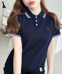 moment+別注【U.S.POLO ASSN.】ワンポイント刺繍配色ラインリブ半袖ポロシャツ
