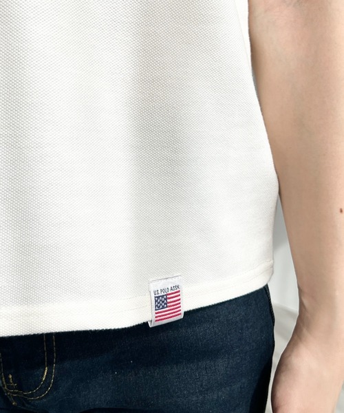 U.S. POLO ASSN.(ユーエスポロアッスン)の「moment+別注【U.S.POLO ASSN.】ワンポイント刺繍配色ラインリブ半袖ポロシャツ(ポロシャツ・レディース・杢グレー/ブラック/アイボリー/ネイビー・M/L)」の5枚目の写真