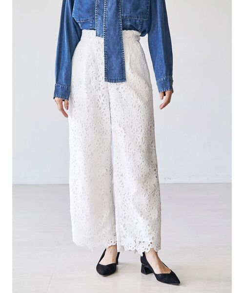 TONAL(トーナル)の「フラワーレースワイドパンツ(その他パンツ・レディース・ネイビー/ピンク/オフホワイト・SMALL/MEDIUM)」の18枚目の写真