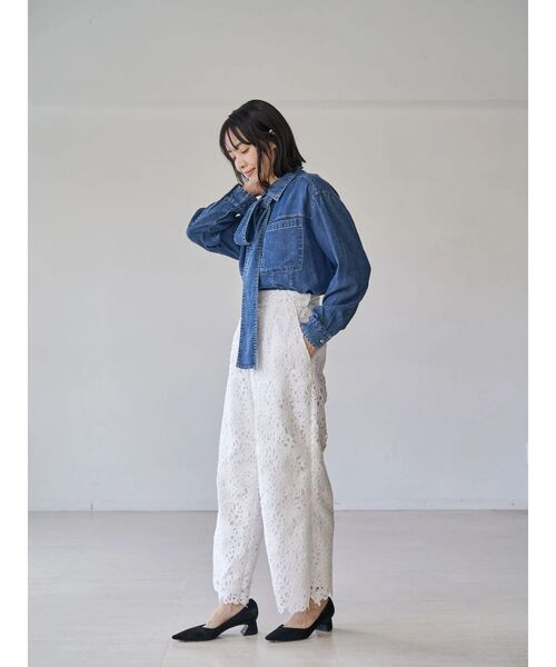 TONAL(トーナル)の「フラワーレースワイドパンツ(その他パンツ・レディース・ネイビー/ピンク/オフホワイト・SMALL/MEDIUM)」の22枚目の写真