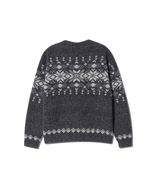 NODU（ノードユー）の「ノルディック雪花ボカシジャカードラウンドニット[チャコール]（ニット/セーター・メンズ・その他・MEDIUM/LARGE）」の7枚目の写真