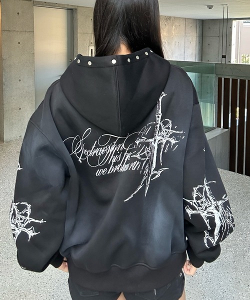 KsG（ケーエスジー）の「ウォッシュドクロスジップアップパーカー（パーカー・レディース・グレー/ブラック・MEDIUM/LARGE/SMALL/X-LARGE）」の4枚目の写真