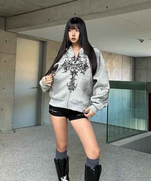 KsG（ケーエスジー）の「ウォッシュドクロスジップアップパーカー（パーカー・レディース・グレー/ブラック・MEDIUM/LARGE/SMALL/X-LARGE）」の7枚目の写真