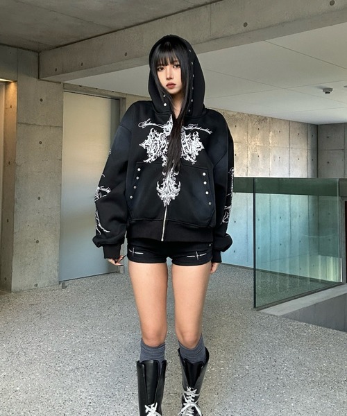 KsG（ケーエスジー）の「ウォッシュドクロスジップアップパーカー（パーカー・レディース・グレー/ブラック・MEDIUM/LARGE/SMALL/X-LARGE）」の9枚目の写真