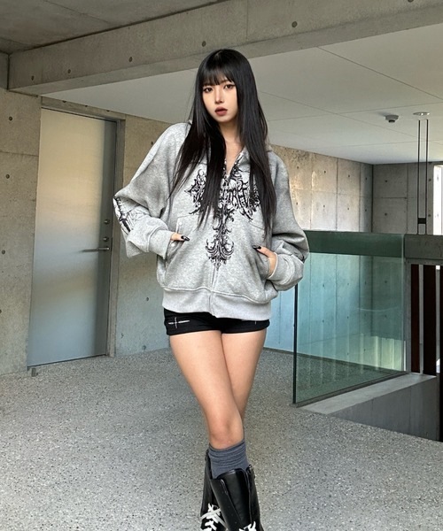 KsG（ケーエスジー）の「ウォッシュドクロスジップアップパーカー（パーカー・レディース・グレー/ブラック・MEDIUM/LARGE/SMALL/X-LARGE）」の10枚目の写真