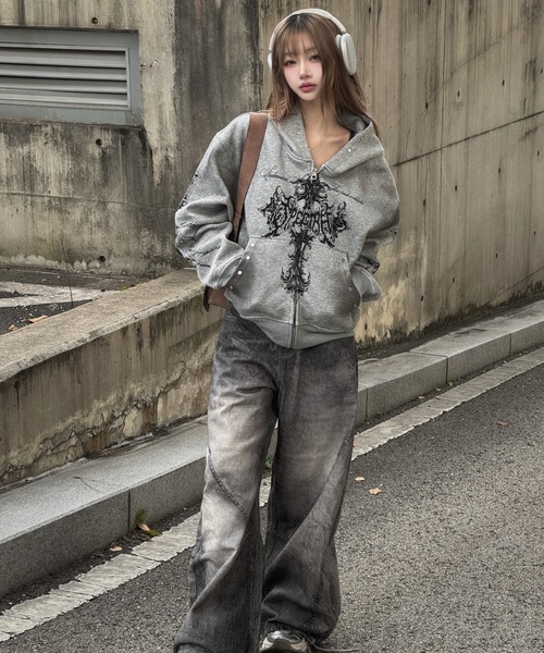 KsG（ケーエスジー）の「ウォッシュドクロスジップアップパーカー（パーカー・レディース・グレー/ブラック・MEDIUM/LARGE/SMALL/X-LARGE）」の19枚目の写真