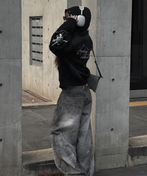 KsG（ケーエスジー）の「ウォッシュドクロスジップアップパーカー（パーカー・レディース・グレー/ブラック・MEDIUM/LARGE/SMALL/X-LARGE）」の12枚目の写真