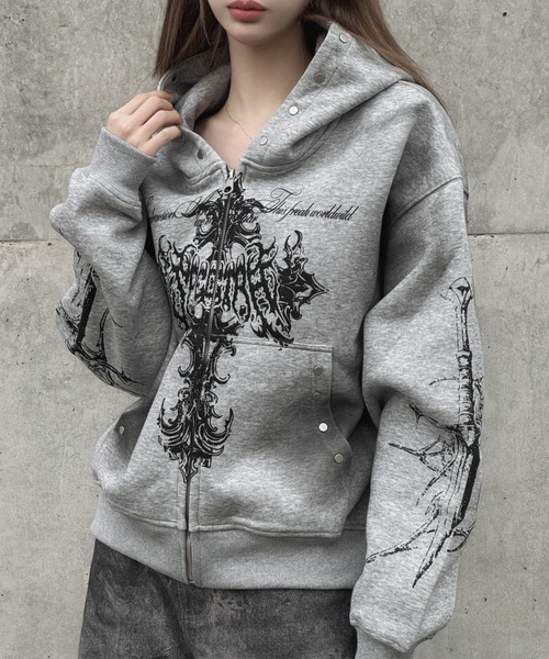 KsG（ケーエスジー）の「ウォッシュドクロスジップアップパーカー（パーカー・レディース・グレー/ブラック・MEDIUM/LARGE/SMALL/X-LARGE）」の13枚目の写真