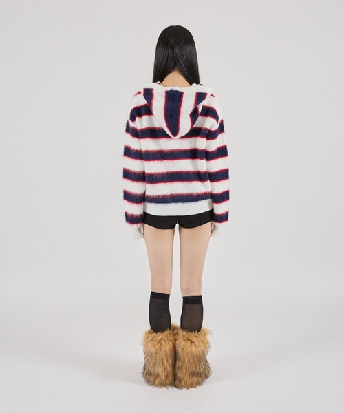 FTW（エフティダブリュー）の「【UNISEX】BORDER SHAGGY ZIP HOODIE（パーカー・メンズ・ホワイト系/グリーン系/イエロー系・SMALL/LARGE/MEDIUM）」の7枚目の写真