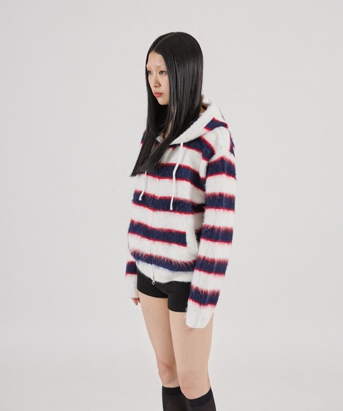 FTW（エフティダブリュー）の「【UNISEX】BORDER SHAGGY ZIP HOODIE（パーカー・メンズ・ホワイト系/グリーン系/イエロー系・SMALL/LARGE/MEDIUM）」の11枚目の写真