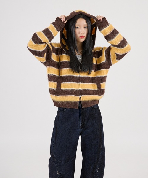 FTW（エフティダブリュー）の「【UNISEX】BORDER SHAGGY ZIP HOODIE（パーカー・メンズ・ホワイト系/グリーン系/イエロー系・SMALL/LARGE/MEDIUM）」の16枚目の写真