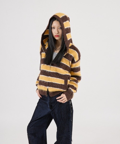 FTW（エフティダブリュー）の「【UNISEX】BORDER SHAGGY ZIP HOODIE（パーカー・メンズ・ホワイト系/グリーン系/イエロー系・SMALL/LARGE/MEDIUM）」の17枚目の写真