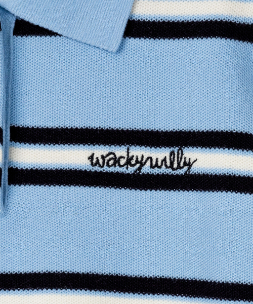 Wacky WiLLy(ワッキーウィリー)の「ウィメンズストライプカラー半袖ニットスカイブルー(ニット/セーター・レディース・その他・F)」の5枚目の写真