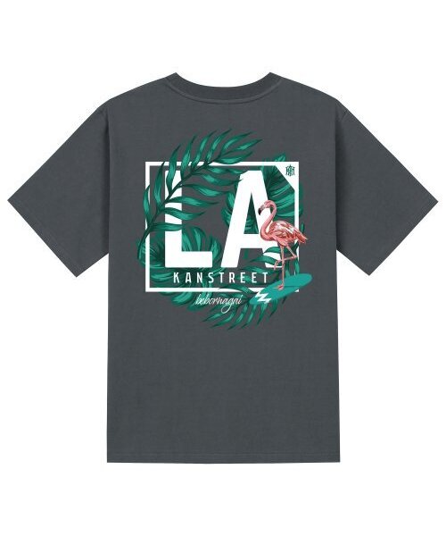 KAN6312(カン6312)の「KTG0052 フラミンゴ半袖Tシャツ - グレー(Tシャツ/カットソー・メンズ・その他・SMALL/X-LARGE/LARGE/MEDIUM)」の1枚目の写真