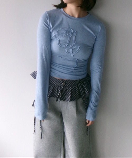 SANSeLF（サンセルフ）の「【SANSeLF】 フロントテープサイドギャザートップス saw25a062（Tシャツ/カットソー・レディース・ブルー・FREE）」の8枚目の写真