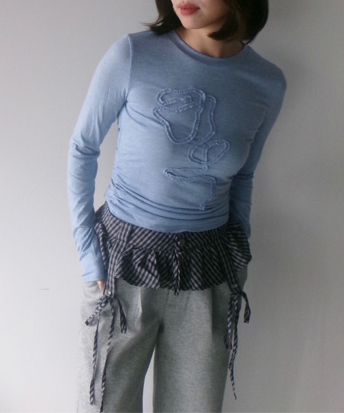 SANSeLF（サンセルフ）の「【SANSeLF】 フロントテープサイドギャザートップス saw25a062（Tシャツ/カットソー・レディース・ブルー・FREE）」の10枚目の写真