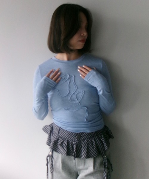 SANSeLF（サンセルフ）の「【SANSeLF】 フロントテープサイドギャザートップス saw25a062（Tシャツ/カットソー・レディース・ブルー・FREE）」の11枚目の写真