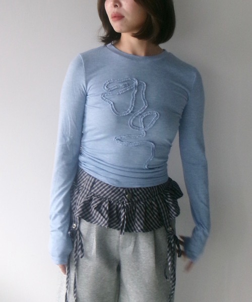 SANSeLF（サンセルフ）の「【SANSeLF】 フロントテープサイドギャザートップス saw25a062（Tシャツ/カットソー・レディース・ブルー・FREE）」の13枚目の写真