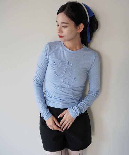 SANSeLF（サンセルフ）の「【SANSeLF】 フロントテープサイドギャザートップス saw25a062（Tシャツ/カットソー・レディース・ブルー・FREE）」の3枚目の写真