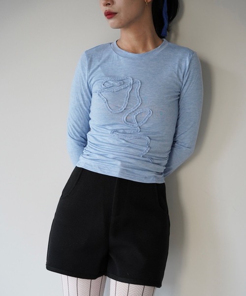 SANSeLF（サンセルフ）の「【SANSeLF】 フロントテープサイドギャザートップス saw25a062（Tシャツ/カットソー・レディース・ブルー・FREE）」の4枚目の写真