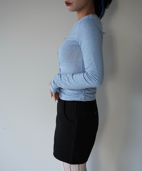 SANSeLF（サンセルフ）の「【SANSeLF】 フロントテープサイドギャザートップス saw25a062（Tシャツ/カットソー・レディース・ブルー・FREE）」の5枚目の写真