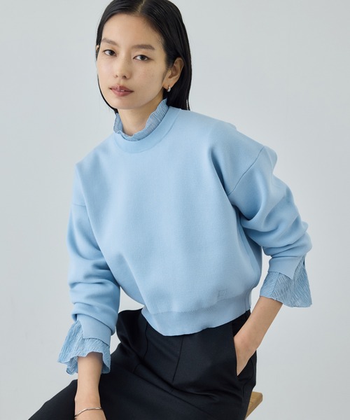 ROPE'（ロペ）の「スウェットライクコンパクトニットプルオーバー/イージーケア（スウェット・レディース・サックスブルー/ピンク/ネイビー/キナリ・FREE）」の4枚目の写真