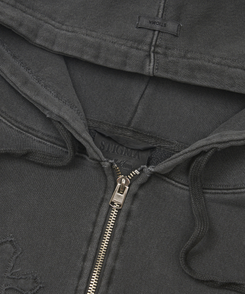 STIGMA（スティグマ）の「Applique STGM Pigment Washed Oversized Zip-up Hoodie Charcoal（パーカー・メンズ・その他・MEDIUM/X-LARGE）」の4枚目の写真