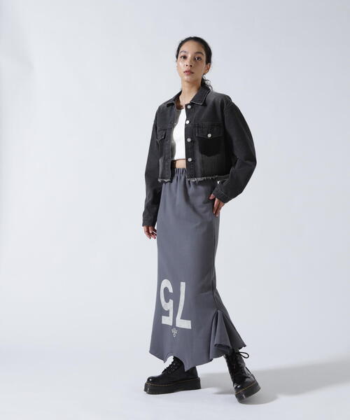 ROYAL FLASH（ロイヤルフラッシュ）の「MITSUKI/ミツキ/ロゴ入りリメイク風スカート（スカート・レディース・グレー・F）」の3枚目の写真