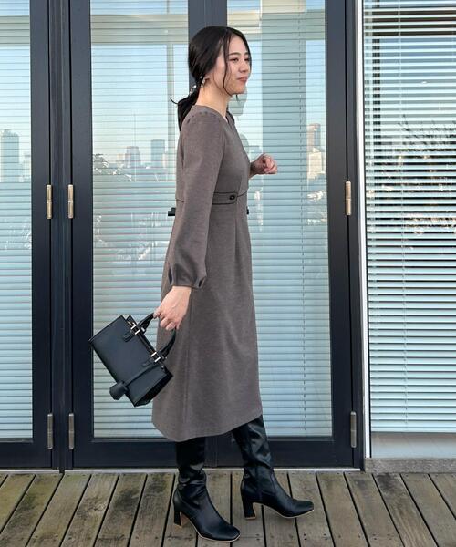 couture brooch(クチュールブローチ)の「【通勤・起毛ポンチ】配色Aラインワンピース(ワンピース・レディース・ブラウン系その他/グレー・42/40/38/36)」の15枚目の写真