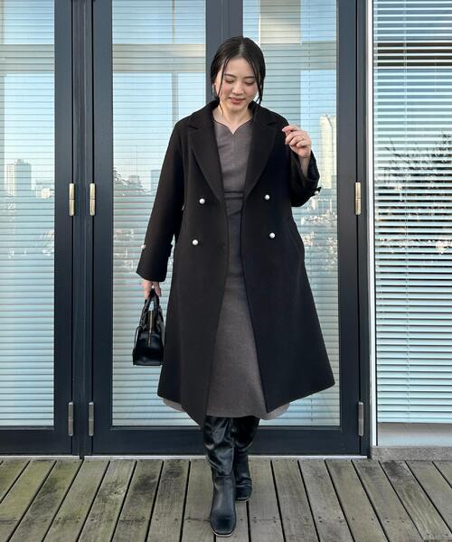 couture brooch(クチュールブローチ)の「【通勤・起毛ポンチ】配色Aラインワンピース(ワンピース・レディース・ブラウン系その他/グレー・42/40/38/36)」の14枚目の写真