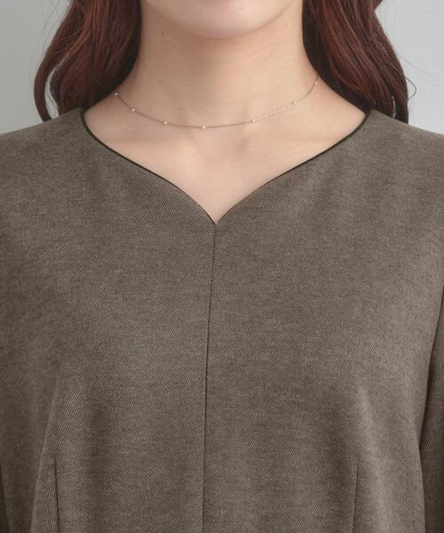 couture brooch(クチュールブローチ)の「【通勤・起毛ポンチ】配色Aラインワンピース(ワンピース・レディース・ブラウン系その他/グレー・42/40/38/36)」の7枚目の写真