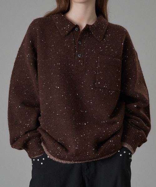 COLOR NEP LAYERED KNIT POLO / カラーネップレイヤードニットポロ