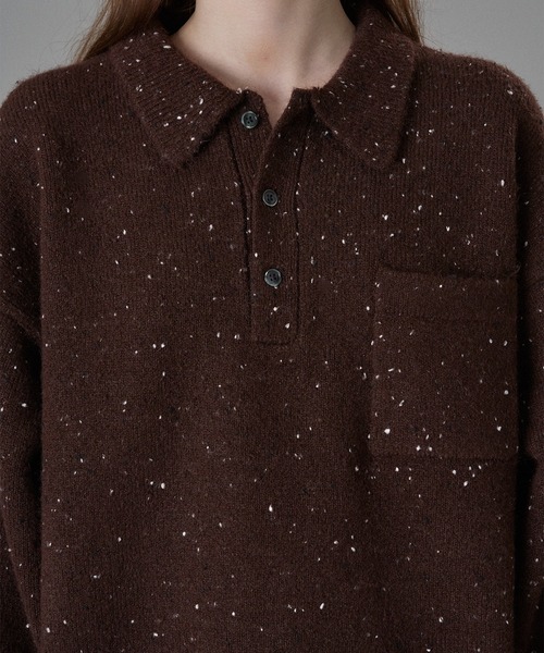 ONCILY(オンシェリー)の「COLOR NEP LAYERED KNIT POLO / カラーネップレイヤードニットポロ(ニット/セーター・メンズ・ブラウン/ボルドー/チャコールグレー・SMALL/MEDIUM/LARGE)」の8枚目の写真