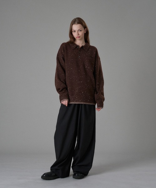 ONCILY(オンシェリー)の「COLOR NEP LAYERED KNIT POLO / カラーネップレイヤードニットポロ(ニット/セーター・メンズ・ブラウン/ボルドー/チャコールグレー・SMALL/MEDIUM/LARGE)」の11枚目の写真
