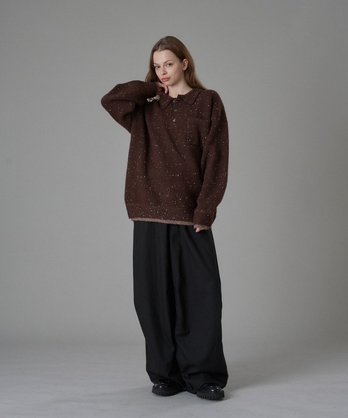ONCILY(オンシェリー)の「COLOR NEP LAYERED KNIT POLO / カラーネップレイヤードニットポロ(ニット/セーター・メンズ・ブラウン/ボルドー/チャコールグレー・SMALL/MEDIUM/LARGE)」の12枚目の写真