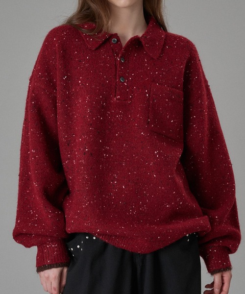 COLOR NEP LAYERED KNIT POLO / カラーネップレイヤードニットポロ